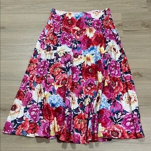 Buddy Love A-Line Skirt in Red and Pink Floral